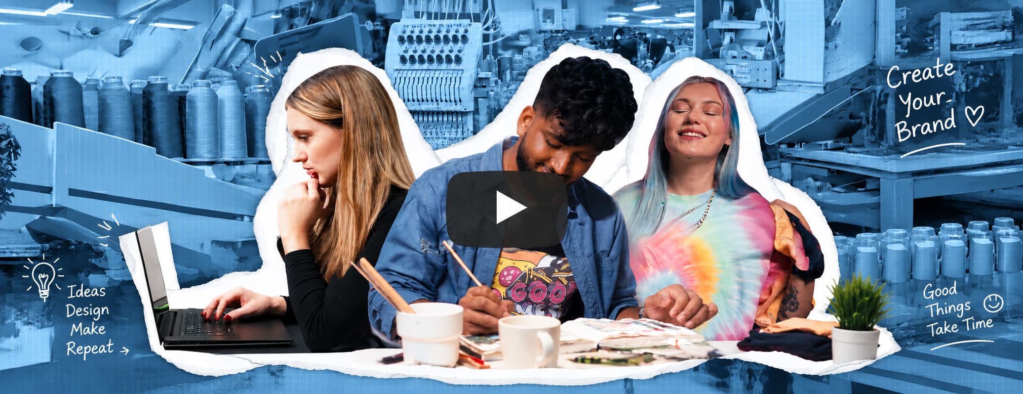 Creative team developing new products inside a production studio