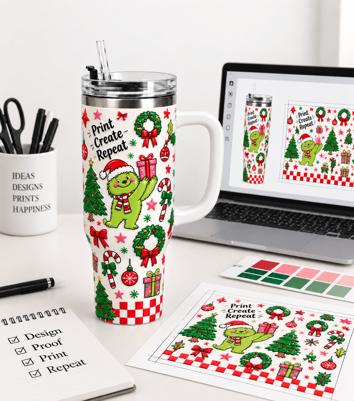 Vivid full-wrap printing on stainless steel travel tumblers